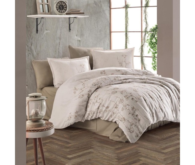 Lenjerie de pat satin clasy king size (terra)